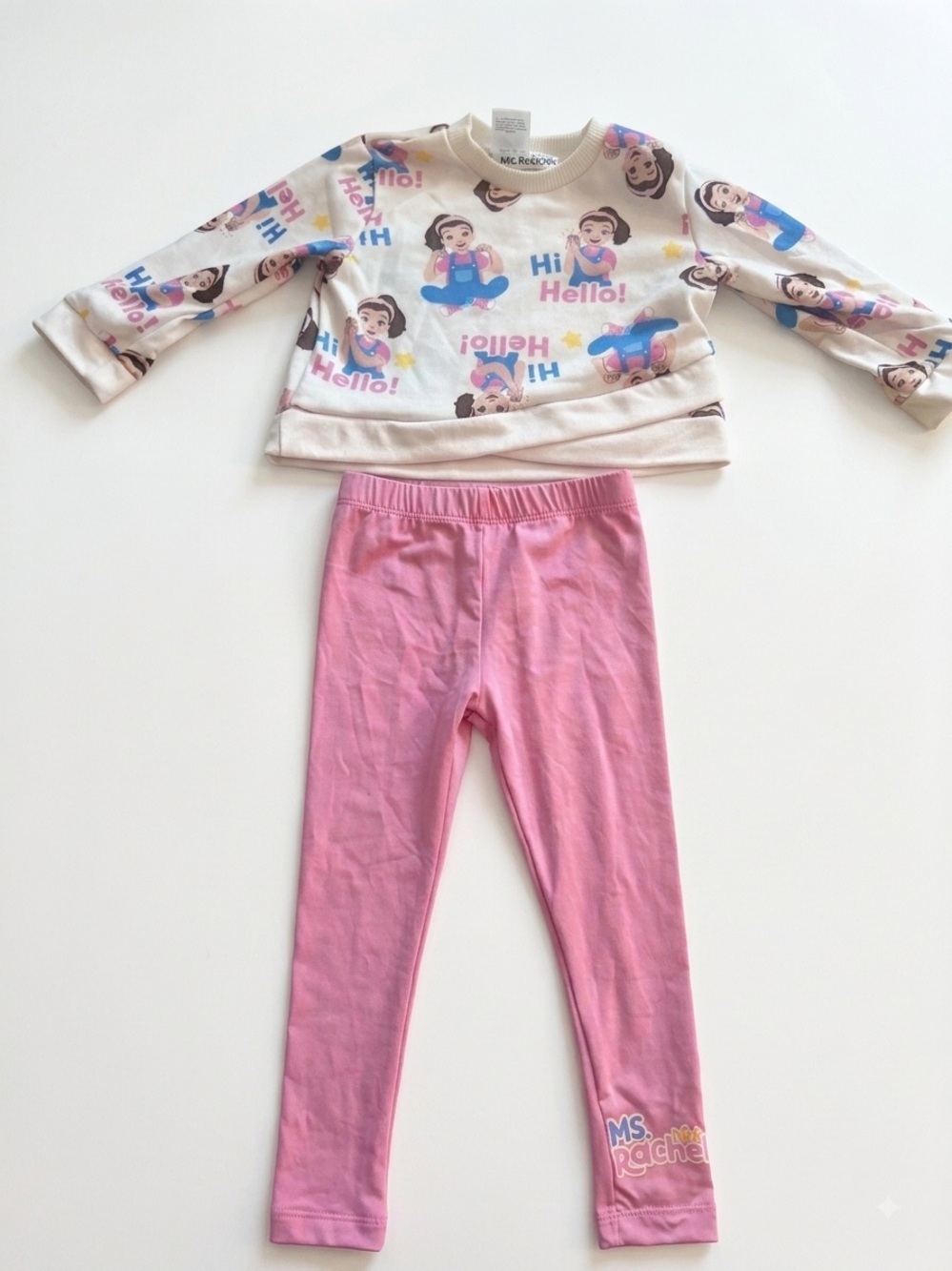 Kids Pink Character Pajama Set - Long Sleeve Top & Leggings